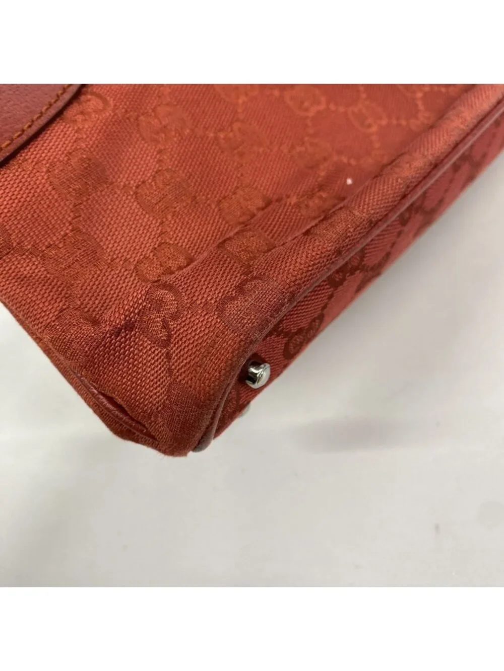 Gucci Tote Bag GG Canvas Red Silver